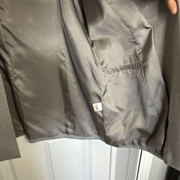 Austin Reed Blazer Jacket 16 Gray Pocket Open Front Fitted Button Lined - Picture 5 of 9